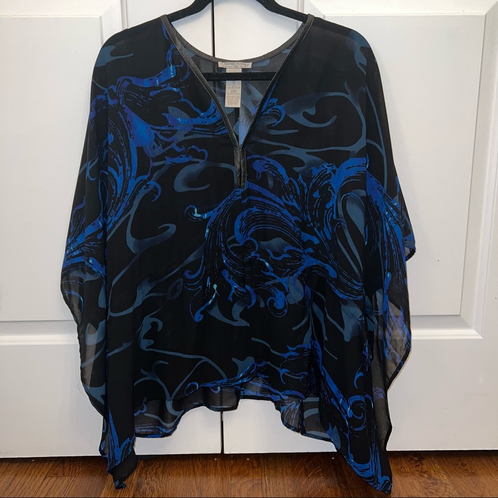 Alberto Makali Blue Poncho Blouse
